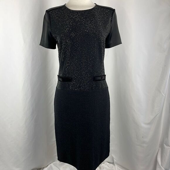 St. John Black Sparkly Top Knit Midi Dress - Picture 1 of 5